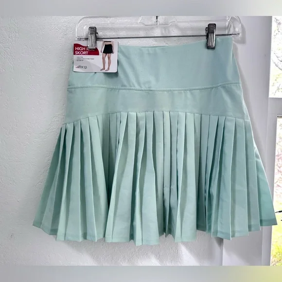 BCG High Rise Pleated Athletic Skort Mint Green Active Tennis Golf Skirt NWT - Picture 2 of 6